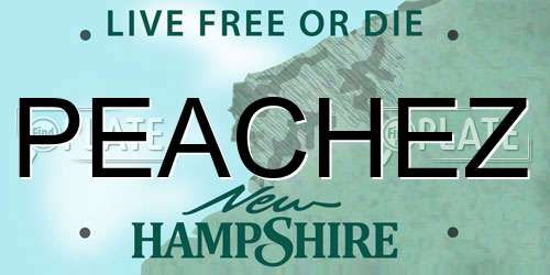 PEACHEZ New Hampshire License Plate
