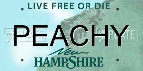PEACHY New Hampshire License Plate