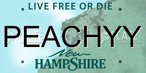 PEACHYY New Hampshire License Plate