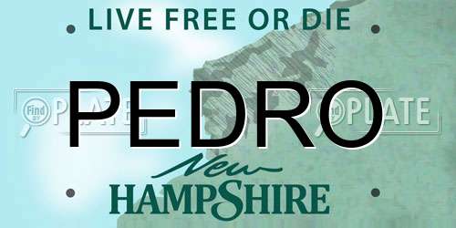 PEDRO New Hampshire License Plate