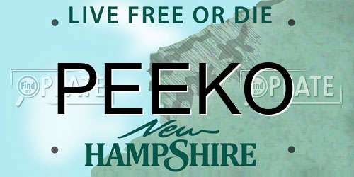 PEEKO New Hampshire License Plate