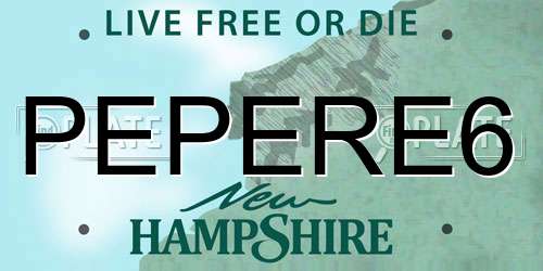 PEPERE6 New Hampshire License Plate