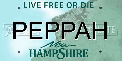 PEPPAH New Hampshire License Plate