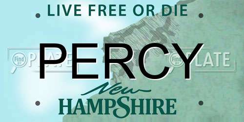 PERCY New Hampshire License Plate