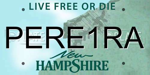 PERE1RA New Hampshire License Plate