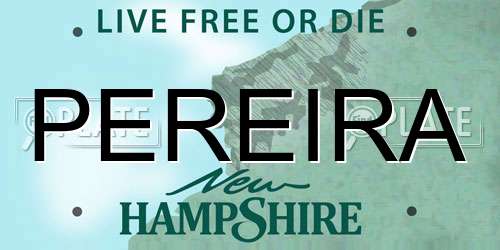 PEREIRA New Hampshire License Plate