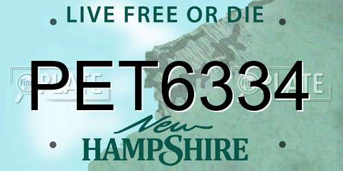 PET6334 New Hampshire License Plate