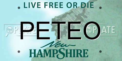 PETEO New Hampshire License Plate