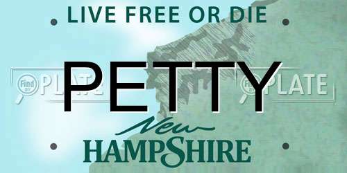 PETTY New Hampshire License Plate
