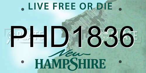 PHD1836 New Hampshire License Plate