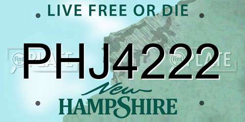 PHJ4222 New Hampshire License Plate