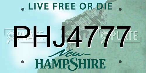 PHJ4777 New Hampshire License Plate