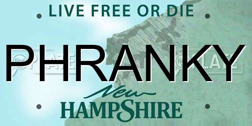 PHRANKY New Hampshire License Plate