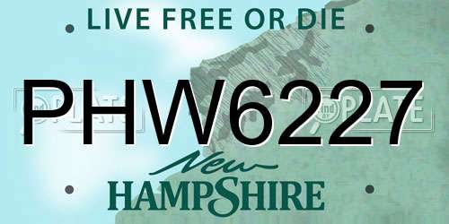 PHW6227 New Hampshire License Plate