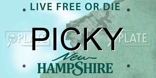PICKY New Hampshire License Plate