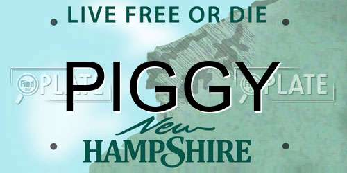PIGGY New Hampshire License Plate
