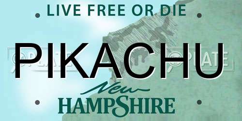 PIKACHU New Hampshire License Plate