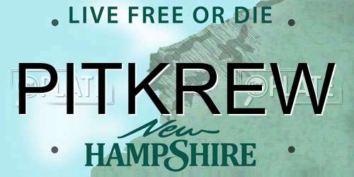PITKREW New Hampshire License Plate