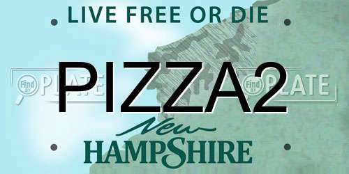 PIZZA2 New Hampshire License Plate