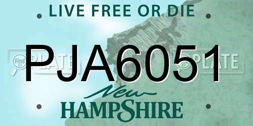 PJA6051 New Hampshire License Plate