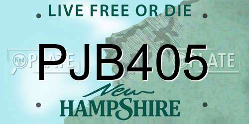 PJB405 New Hampshire License Plate