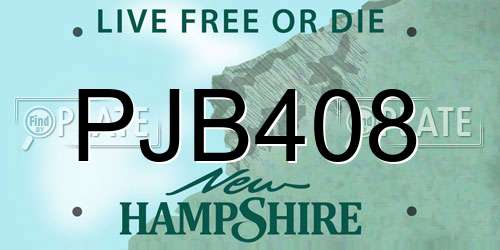 PJB408 New Hampshire License Plate