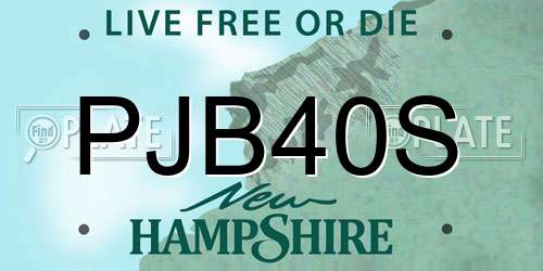 PJB40S New Hampshire License Plate