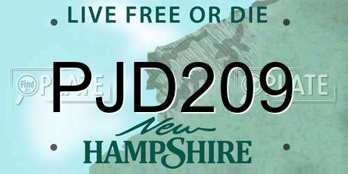 PJD209 New Hampshire License Plate