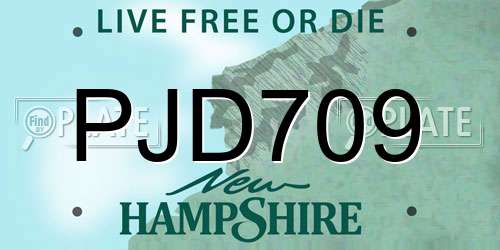 PJD709 New Hampshire License Plate