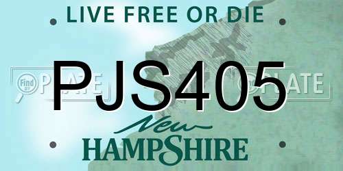PJS405 New Hampshire License Plate