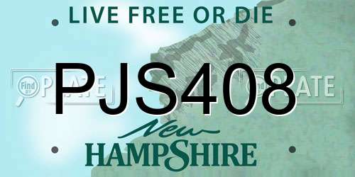 PJS408 New Hampshire License Plate
