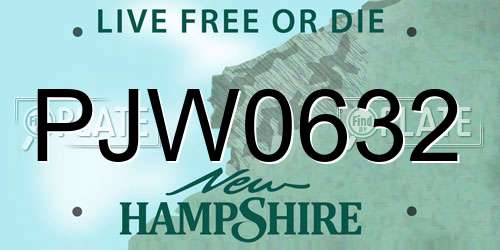 PJW0632 New Hampshire License Plate