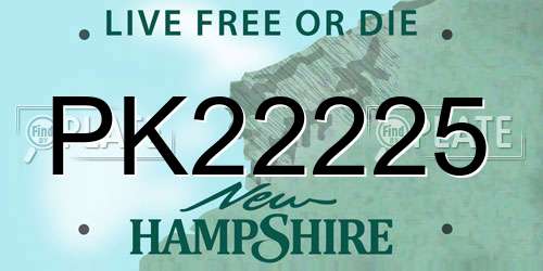 PK22225 New Hampshire License Plate