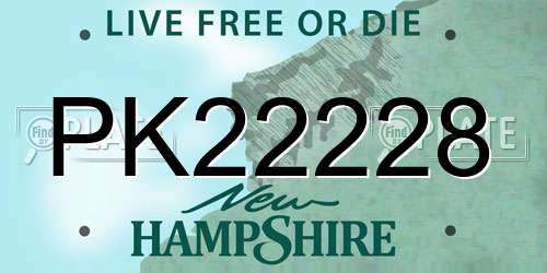 PK22228 New Hampshire License Plate