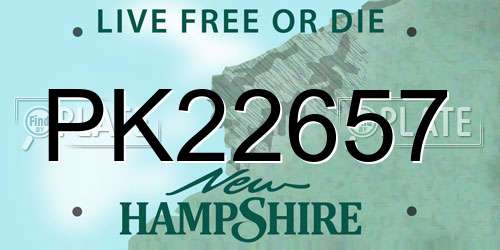PK22657 New Hampshire License Plate