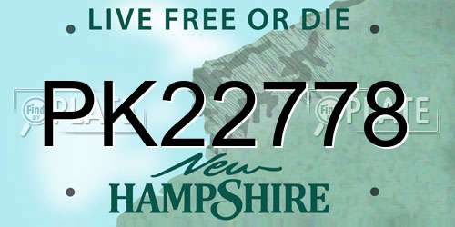 PK22778 New Hampshire License Plate