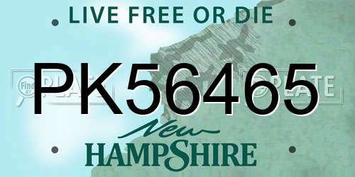 PK56465 New Hampshire License Plate