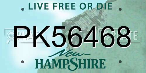 PK56468 New Hampshire License Plate