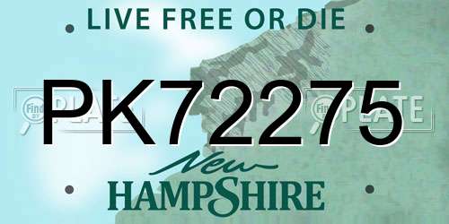 PK72275 New Hampshire License Plate