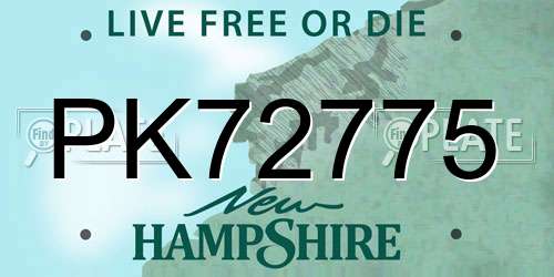 PK72775 New Hampshire License Plate