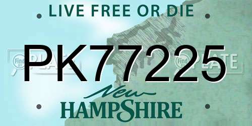 PK77225 New Hampshire License Plate