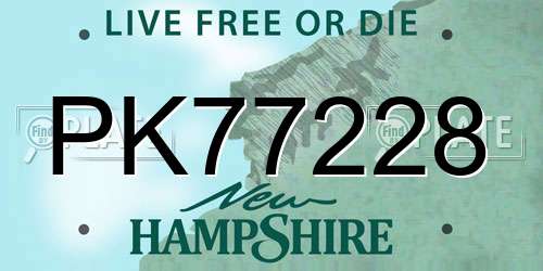 PK77228 New Hampshire License Plate