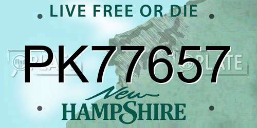 PK77657 New Hampshire License Plate