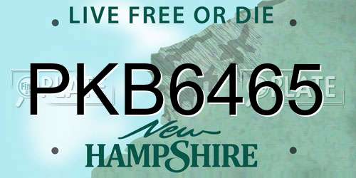 PKB6465 New Hampshire License Plate