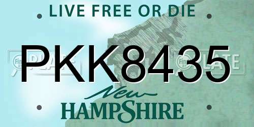 PKK8435 New Hampshire License Plate