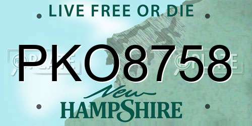 PKO8758 New Hampshire License Plate