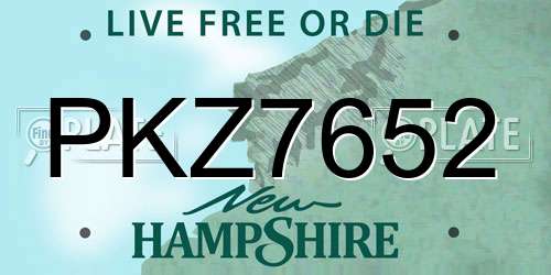 PKZ7652 New Hampshire License Plate