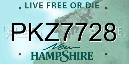 PKZ7728 New Hampshire License Plate