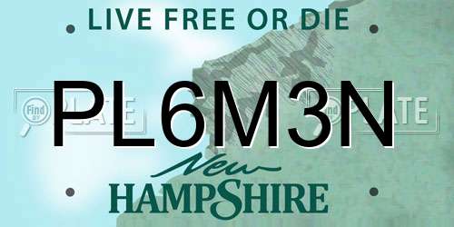 PL6M3N New Hampshire License Plate