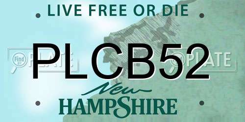 PLCB52 New Hampshire License Plate